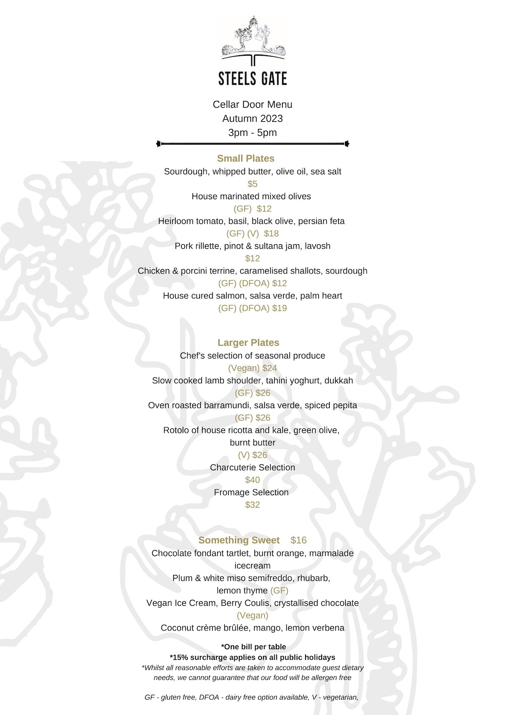 Our Menus Steels Gate Wines